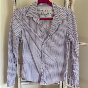 Frank & Eileen Blue and White Striped Shirt